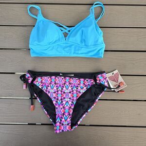 TYR Women's Blue Brooke Bralet & Conchella Tie Bikini  Multi Sz S NEW No Tag